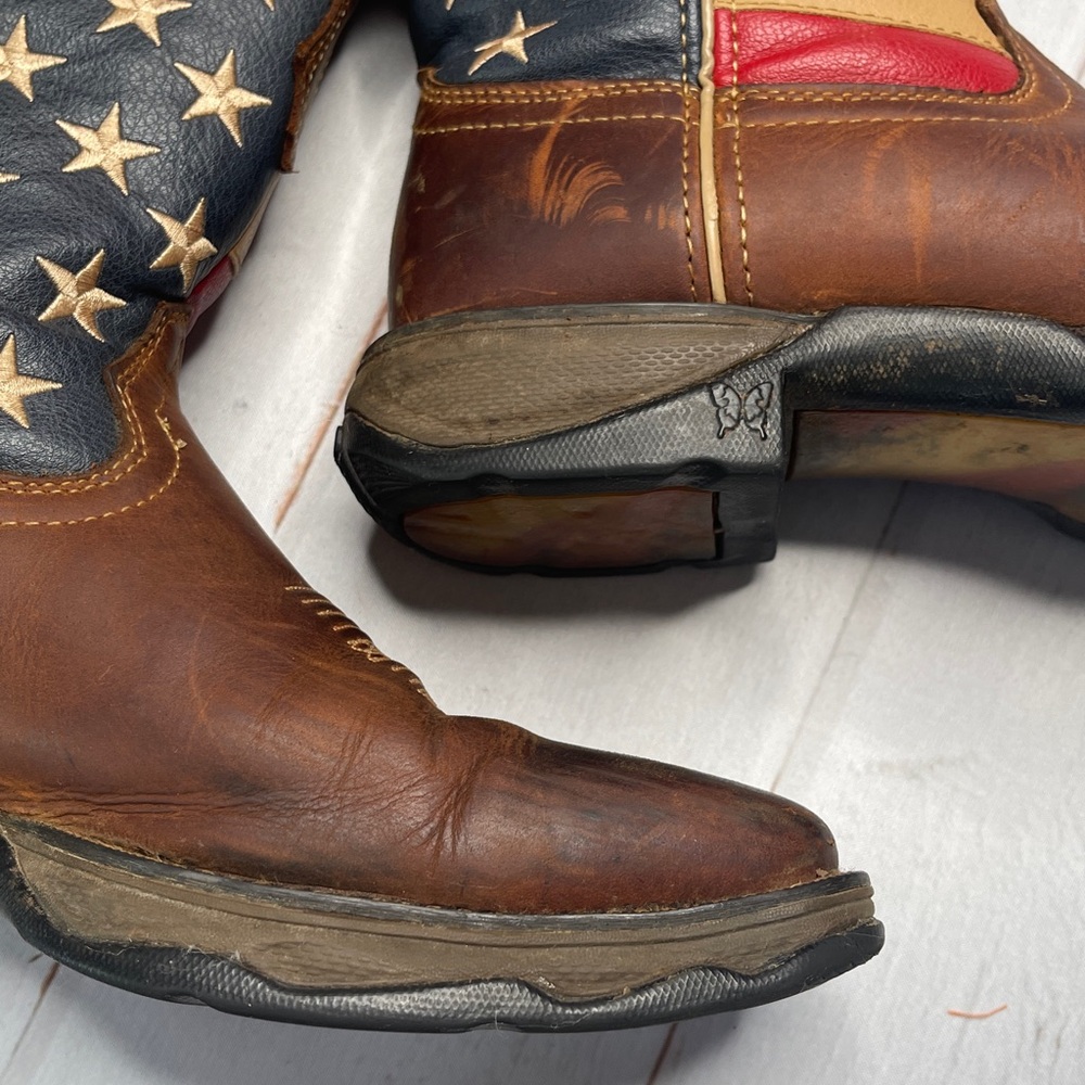 Durango 9 Cowboy Boots Flag Patriotic Ladies Square Toe 10 Inch Western Rodeo - Picture 13 of 15